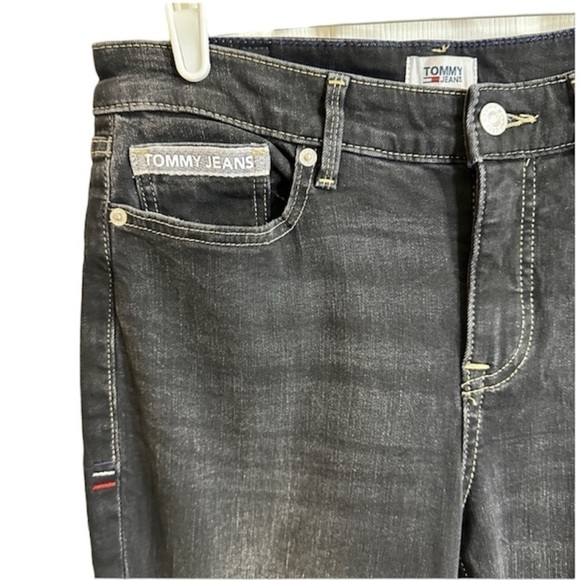 Tommy Hilfiger Womens Black Skinny Jeans Cuffed Hipster Chic Faded, Size 6 - Picture 7 of 10